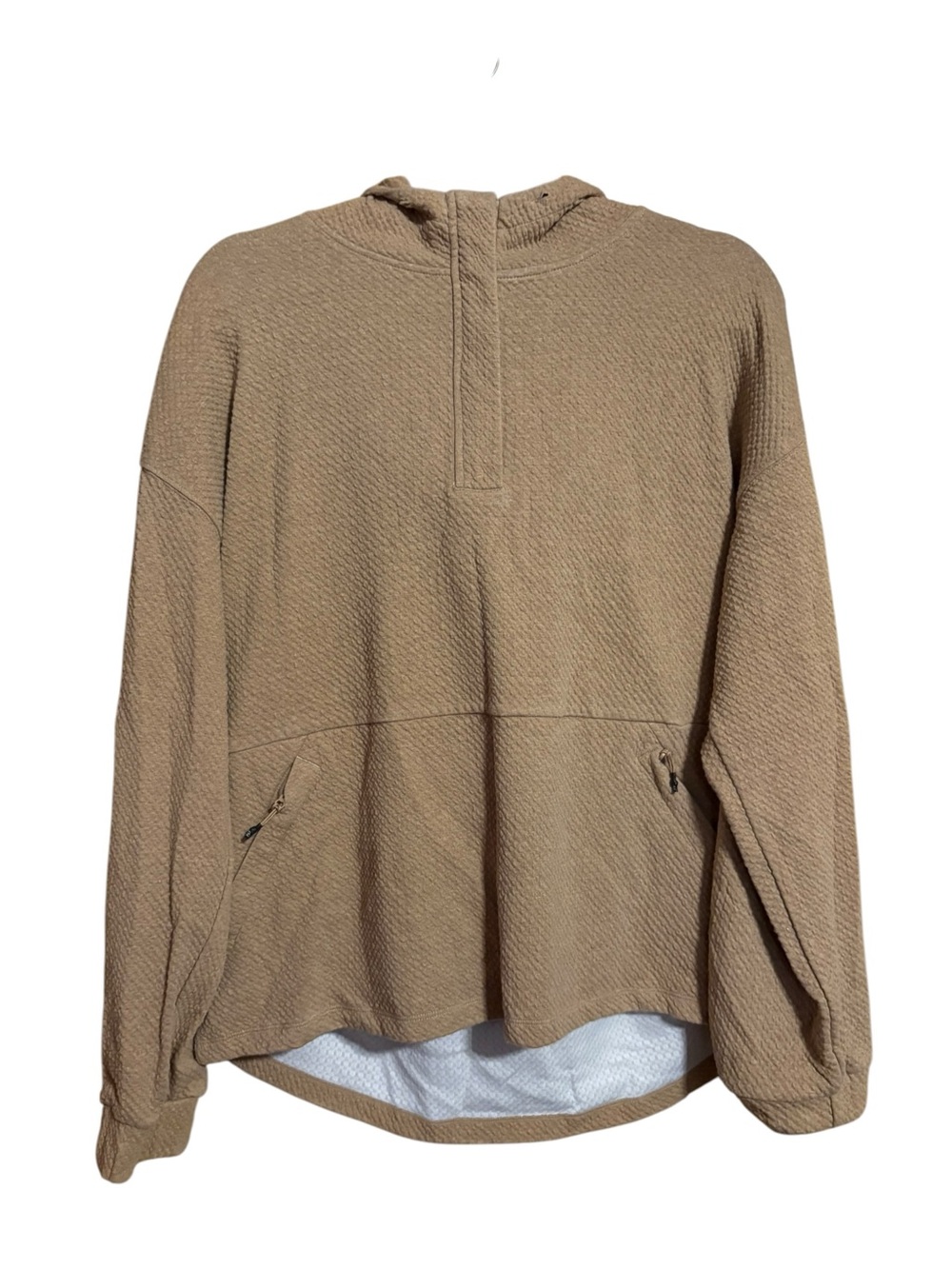 7 Diamonds Tan Camel Textured Comfy Hooded Quarter Zip Sweatshirt Mens Medium